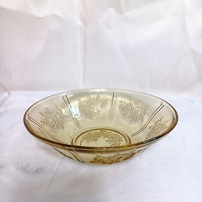 #ad Federal Glass Sharon Cabbage Rose Depression Glass 8.5 inch Berry Bowl Amber