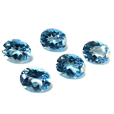 #ad Natural Blue Topaz Gemstones Oval 11 x 9MM Sizes 5 Pieces Set 21.26 Cts Best Pcs