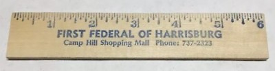 #ad Vtg First Federal Of Harrisburg Ruler Pennsylvania PA Banking Camp Hill Shopping