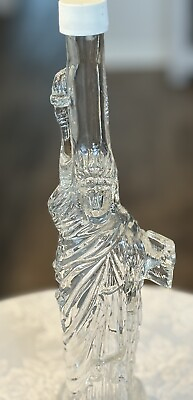 #ad Statue Of Liberty Clear Whiskey Decanter J. Beam Empty Preowned