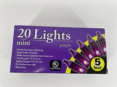 #ad #ad 20 count purple mini lights 5 ft black wire Halloween party decor indoor use