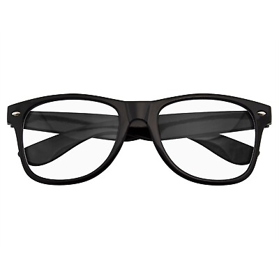 #ad MENS WOMENS NERD BLACK GEEK GLASSES GLOSSY CLEAR LENS Clear frame sunglasses