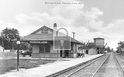 #ad Railroad Train Station Depot Princess Anne Maryland MD Reprint Postcard