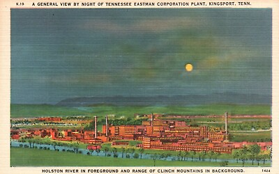 #ad Postcard TN Kingsport Tennessee Eastman Corporation Plant Linen Vintage PC b8360