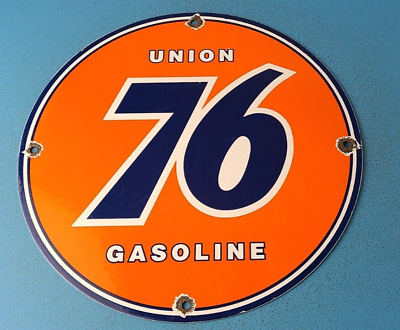 #ad #ad Vintage Union 76 Gasoline Sign Porcelain Gas Motor Oil Service Pump Sign