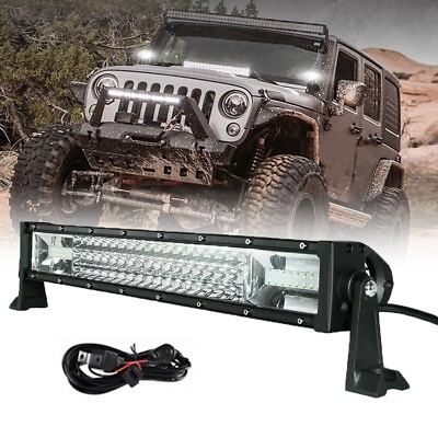 #ad 22quot; 324W Led Light Bar Tri Row Spot Flood Ditch Light For 2017 2020 Ford F 150