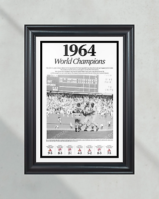 #ad 1964 Cardinals World Series Champs Framed Newspaper Print