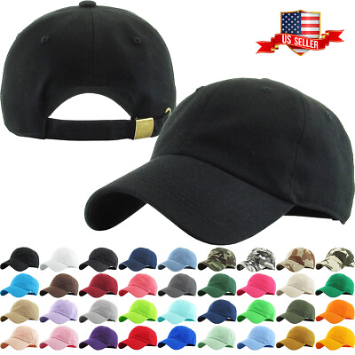 #ad Cotton Cap Baseball Caps Hat Adjustable Polo Style Washed Plain Solid Visor