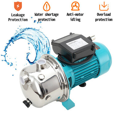 #ad 1Hp Shallow Well Jet Pump Homes Supply Water Well Jet Pump Stainless Steel 750W