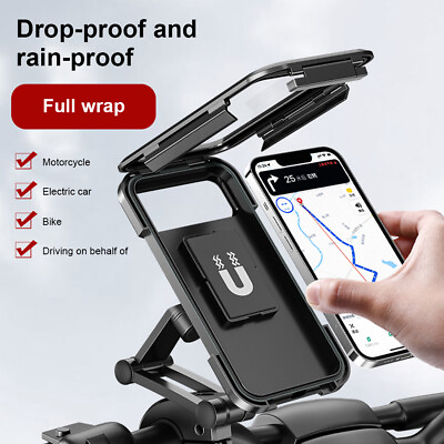 #ad Motorcycle Bike Handlebar Phone Mount Holder Waterproof Case for iPhone Samsung
