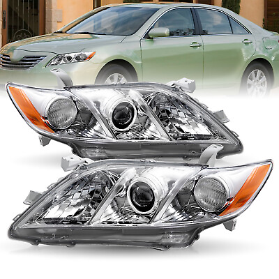 #ad For 2007 2008 2009 Toyota Camry Projector Chrome Headlights Amber Corner Pairs