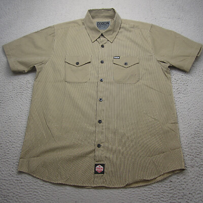 #ad Dixxon Flannel Shirt Men XL Brown Striped Button Up Form Function Workforce