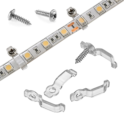 #ad 100 Pack LED Strip Light Mounting Brackets Strip Light Holder with 102 Screws...