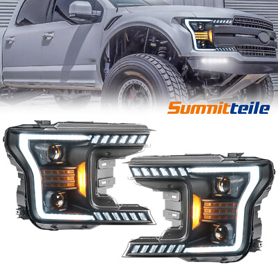 #ad LHRH Full LED Projector Headlights Smoke Lens LED Bars For 2018 2020 Ford F150