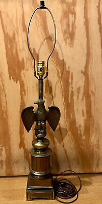 #ad #ad VTG BRASS BRONZ FEDERAL AMERICAN EAGLE TABLE LAMP. EARLY AMERICAN