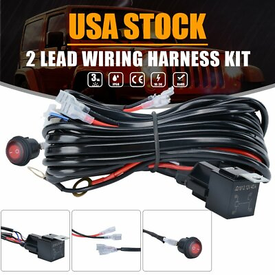 #ad Wiring Harness Kit LED Light Bar 12V 40Amp Relay Fuse ON Off Switch 2 Lead