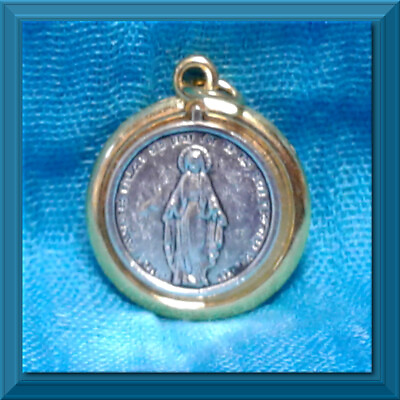 #ad Miraculous Medal Virgin Blessed Mother MARY Gold Silver Two Tone Catholic NEW