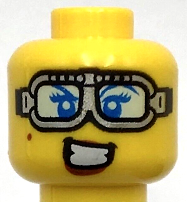 #ad Lego New Yellow Minifigure Head Dual Sided Female Silver Glasses Smile Part
