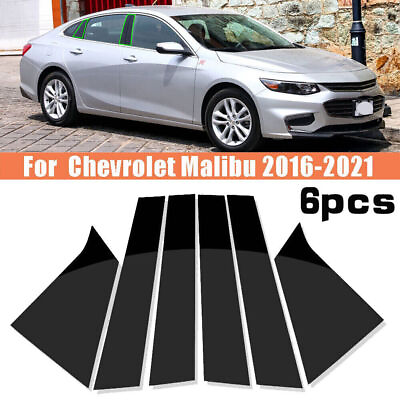 #ad 6pcs Glossy Black Pillar Posts Door Trim Cover For Chevrolet Malibu 2016 2021