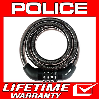 #ad POLICE Cable Lock Bike Lock Combination Bicycle Scooter Keyless Cable Lock 5ft