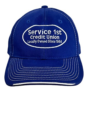 #ad Service 1st Credit Union Hat Baseball Cap Strap Back Blue With Embroidered Logo