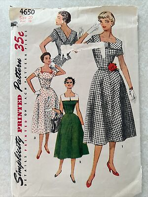 #ad #ad Simplicity 4650 Vtg 1954 Sz 20 B Fit Flare Dress