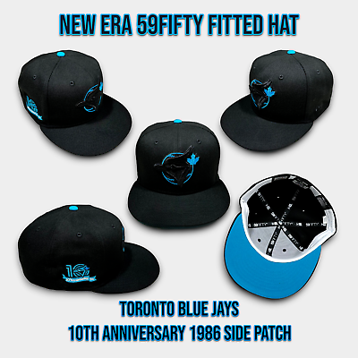 #ad New Era Toronto Blue Jays 59FIFTY Fitted Hat 10TH Anniversary Side Patch 7 3 8