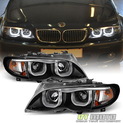 #ad Black 2002 2005 BMW E46 Sedan 3 Series LED 3D Style Halo Projector Headlights