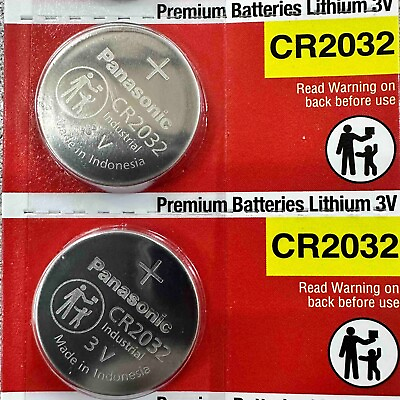 #ad 2 x SUPER FRESH Panasonic CR2032 CR 2032 Lithium Battery 3V Coin Cell Exp. 2033