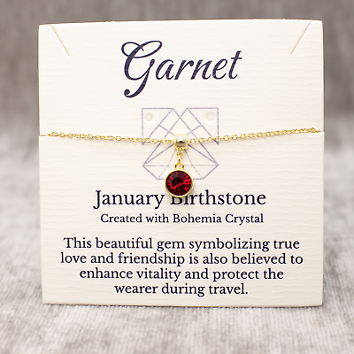 #ad Gold January Birthstone Bracelet Dark Red Bohemian Crystal Adjustable Chain