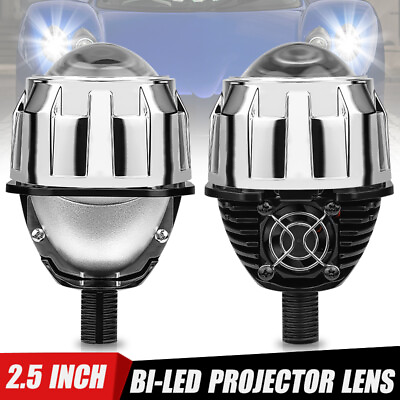 #ad 2.5 inch Universal Bi LED Projector Lens H4 H7 HB3 HB4 9005 9006 100W LED Lights