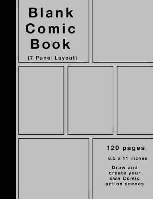 #ad Blank Comic Book: 120 pages 7 panel Silver cover Large 85 x 11 ACCEPTABLE