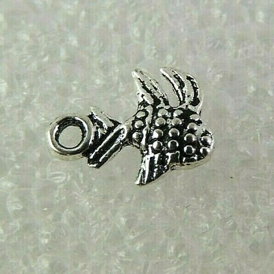 #ad FISH Shaped Silver Tone Charm Pendant Jewelry Craft Spiky Fish