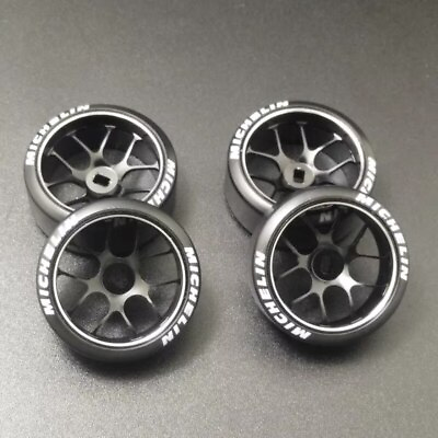 #ad 4Pcs Metal Wheel Hub Drift Logo Tires for 1 28 Mini Car RC Drift Racing Car