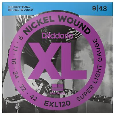 #ad D#x27;Addario EXL120 XL Nickel Wound Electric Guitar Strings 09 42 Super Light