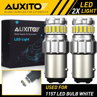 #ad AUXITO 1157 LED Turn Signal Brake Reverse Parking Light Bulb White CANBUS 2F EOA