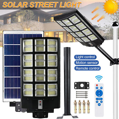 #ad 1800W LED Solar Flood Light Motion Sensor Security Spot Street Outdoor LampPole