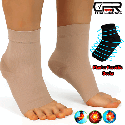 #ad Pair Ankle Support Brace Compression Sleeve Plantar Foot Fasciitis Wrap Sports