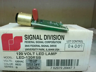 #ad Federal Signal LED 120RSB Red LED Lamp 120VAC Ser.B New In Box