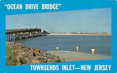 #ad quot;Ocean Drive Bridgequot; TOWNSENDS INLET New Jersey 1969 Chrome Vintage Postcard