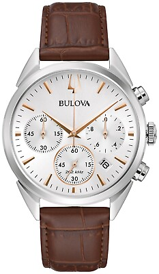 #ad Bulova Men#x27;s Chronograph Calendar Brown Quartz High Precision Watch 42MM 96B370