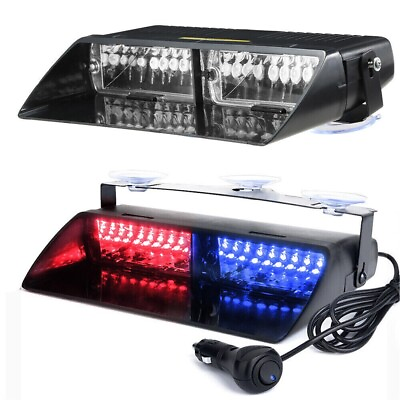 #ad Urgency Strobe Light 12V Car Red Blue 16 LED Suction Cup Flash Police Lamp