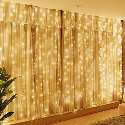 #ad 300 LED 9.8ft x 9.8ft Curtain String Light with 10 Hooks 8 Models Remote