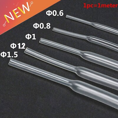 #ad 5Meter=5pcs HEAT SHRINK Tubing 2:1 Transparent Clear 0.6mm 0.8mm 1mm 1.2mm 1.5mm