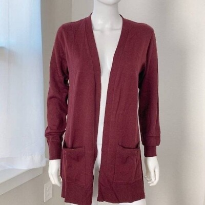#ad NWT Matty M Women#x27;s Ribbed Accents Cardigan Sweater With Pockets Merlot