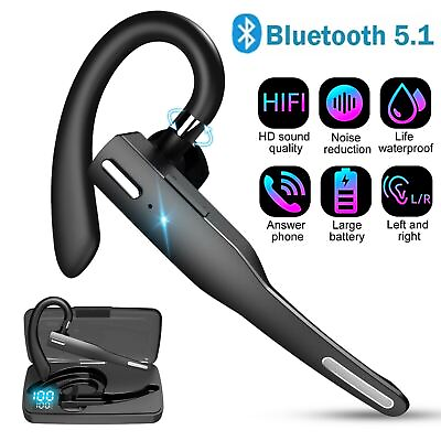 #ad Trucker Wireless Headset Bluetooth 5.1 Earpiece Dual Mic Earbud Noise Cancelling