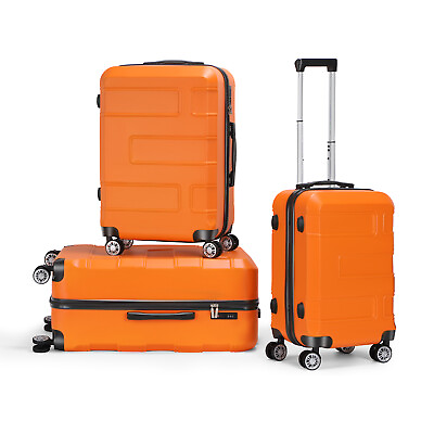 #ad 3 PCS Modern Travel Trolley TSA Luggage Set 20quot; 24quot; 28quot; Durable Suitcase Orange