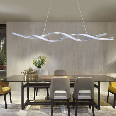 #ad Modern Wave Chandelier LED Ceiling Light Pendant Lamp Kitchen Hanging Fixture