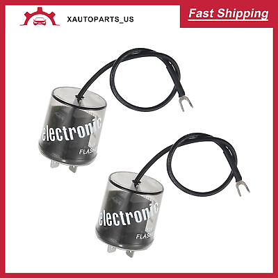 #ad Car 2 Pin Electronic LED Turn Signal Flasher Relay with Ground Wire 2 Pcs
