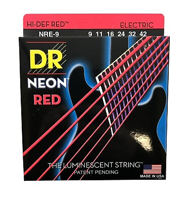 #ad DR Strings Guitar Strings Electric Neon Red 09 42 Light